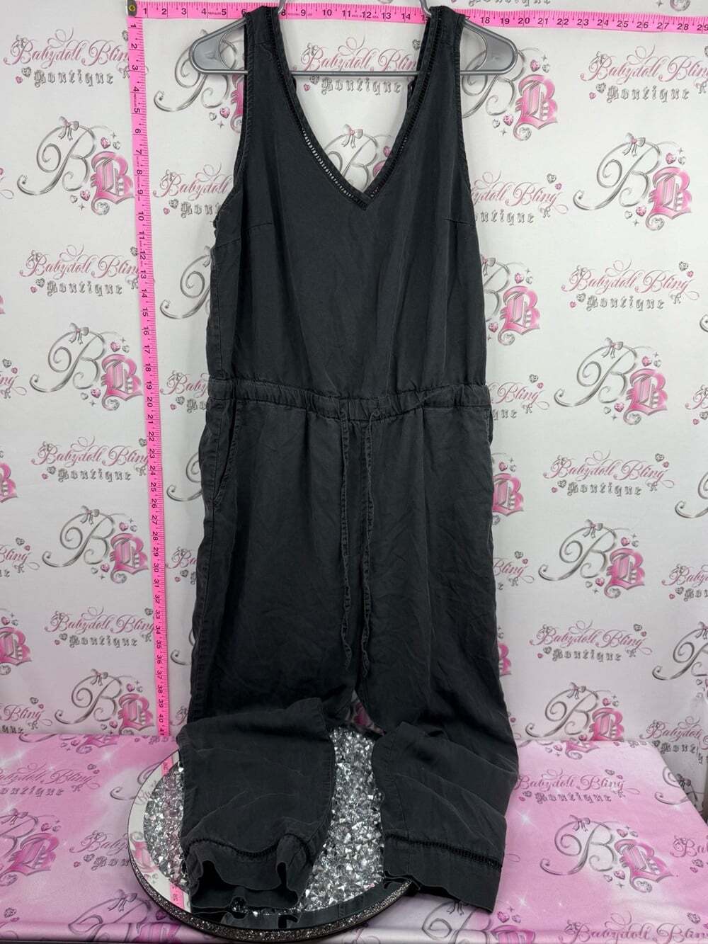 Dex jumpsuit jumper one piece pants romper Black Sleeveless V-Neck Jumpsuit